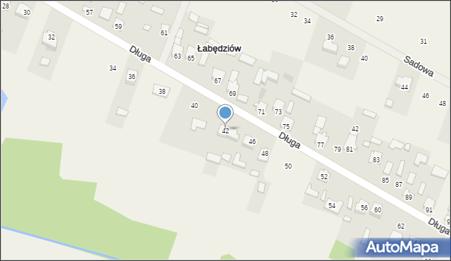 Łabędziów, Długa, 42, mapa Łabędziów
