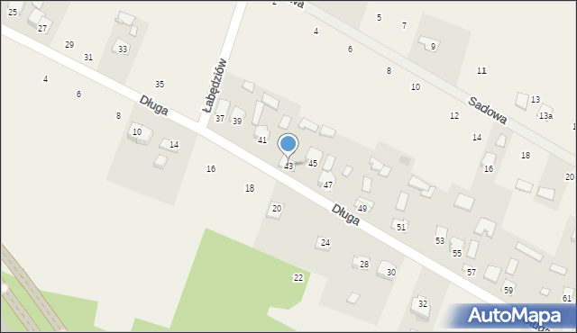 Łabędziów, Długa, 43, mapa Łabędziów