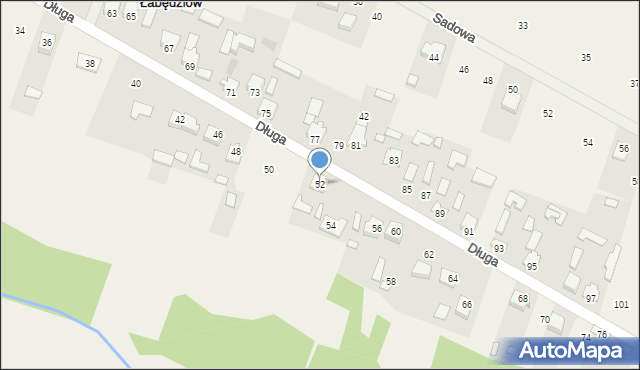 Łabędziów, Długa, 52, mapa Łabędziów