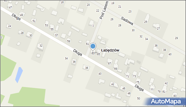 Łabędziów, Długa, 63, mapa Łabędziów