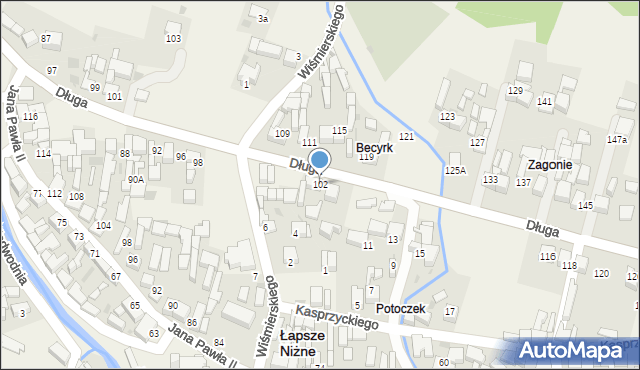 Łapsze Niżne, Długa, 102, mapa Łapsze Niżne