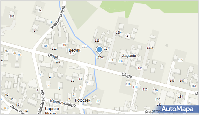 Łapsze Niżne, Długa, 125A, mapa Łapsze Niżne