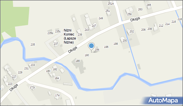 Łapsze Niżne, Długa, 192, mapa Łapsze Niżne