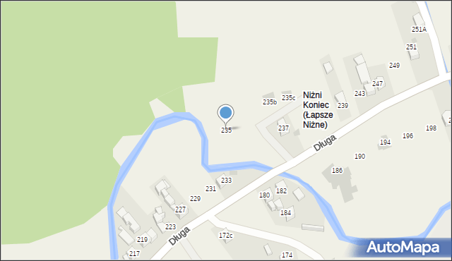 Łapsze Niżne, Długa, 235, mapa Łapsze Niżne
