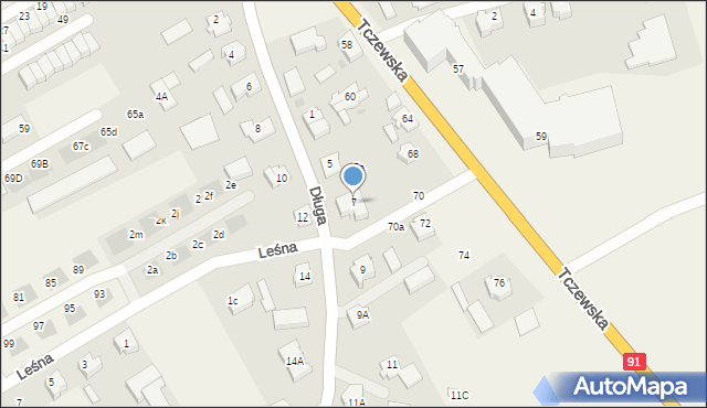 Łęgowo, Długa, 7, mapa Łęgowo