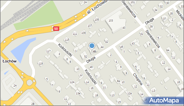 Łochów, Długa, 50, mapa Łochów