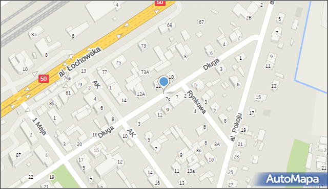 Łochów, Długa, 9a, mapa Łochów