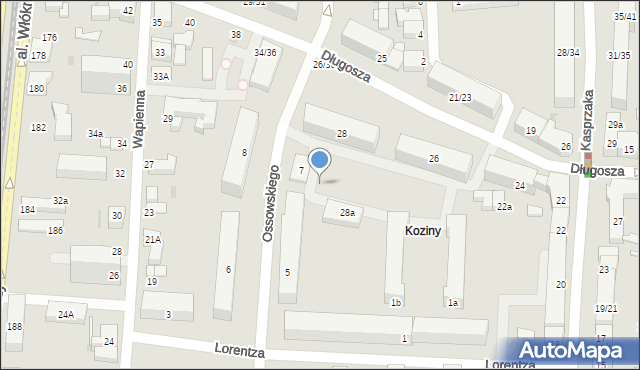 Łódź, Długosza, 26a, mapa Łodzi