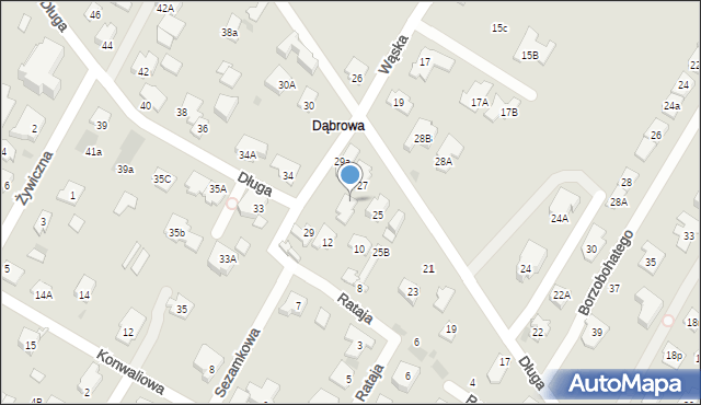 Łomianki, Długa, 27a, mapa Łomianki