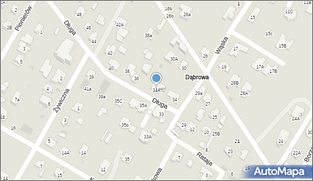 Łomianki, Długa, 34A, mapa Łomianki
