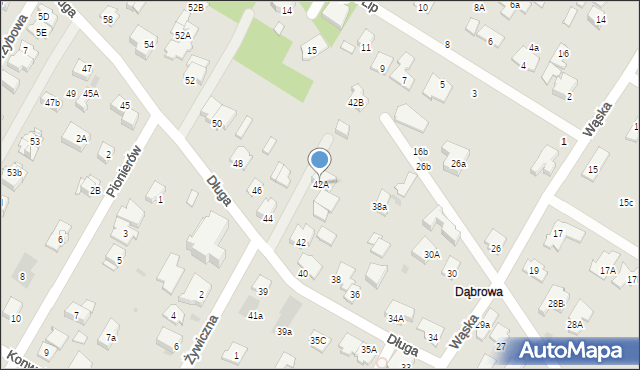 Łomianki, Długa, 42A, mapa Łomianki