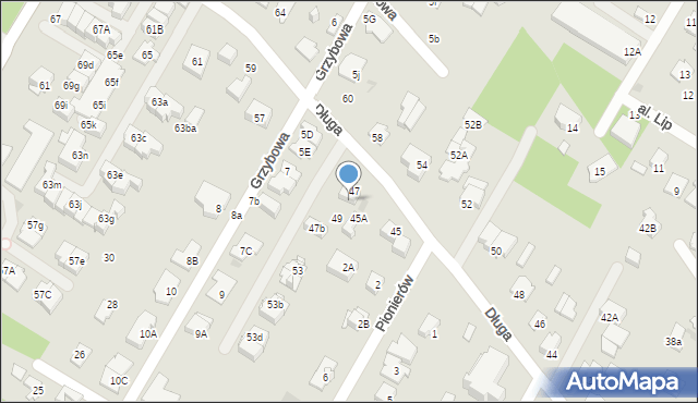 Łomianki, Długa, 47a, mapa Łomianki