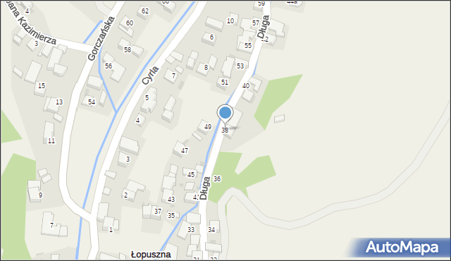 Łopuszna, Długa, 38, mapa Łopuszna