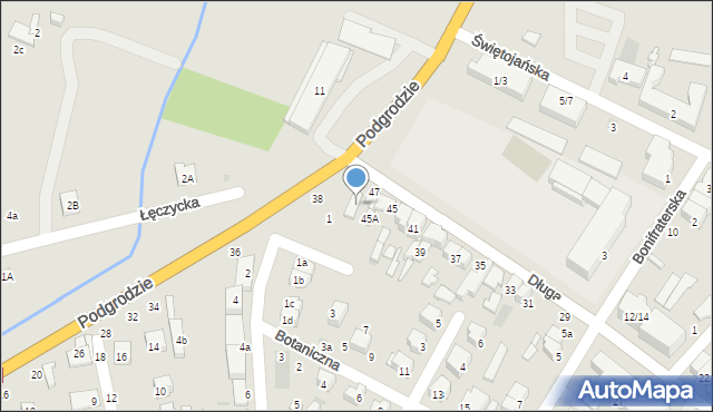 Łowicz, Długa, 47a, mapa Łowicza