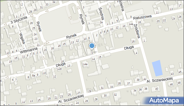 Lwówek, Długa, 1, mapa Lwówek