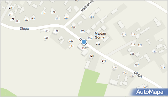 Majdan Górny, Długa, 136, mapa Majdan Górny