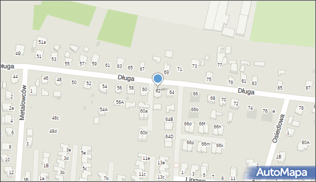 Mielec, Długa, 62, mapa Mielca