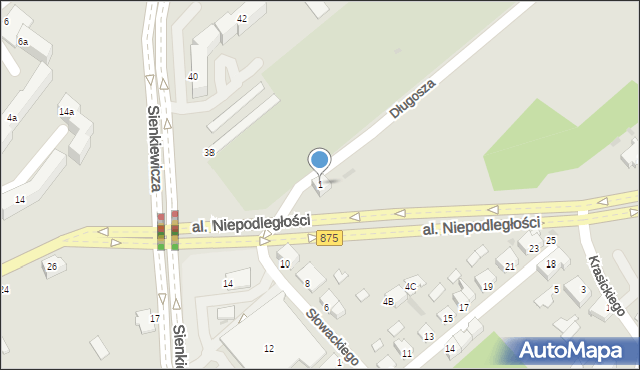 Mielec, Długosza, 1, mapa Mielca