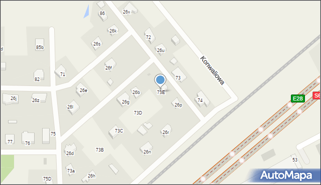 Mosty, Długa, 73E, mapa Mosty