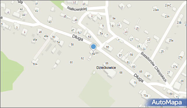 Mysłowice, Długa, 64, mapa Mysłowice