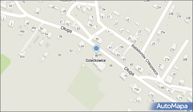Mysłowice, Długa, 66, mapa Mysłowice