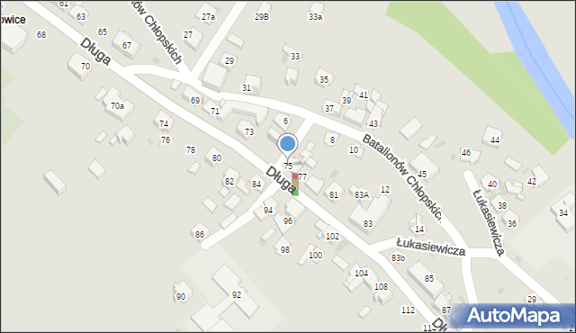 Mysłowice, Długa, 75, mapa Mysłowice