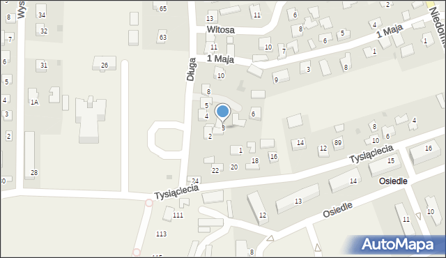 Niedomice, Długa, 3, mapa Niedomice