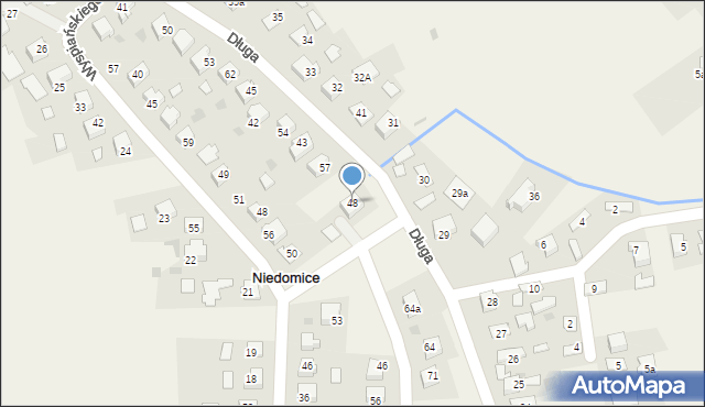 Niedomice, Długa, 48, mapa Niedomice