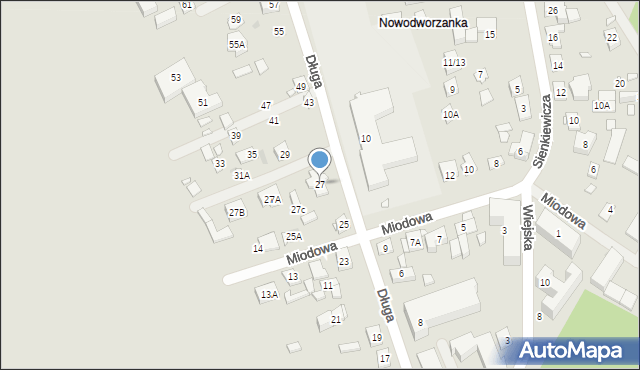 Nowy Dwór Mazowiecki, Długa, 27, mapa Nowy Dwór Mazowiecki
