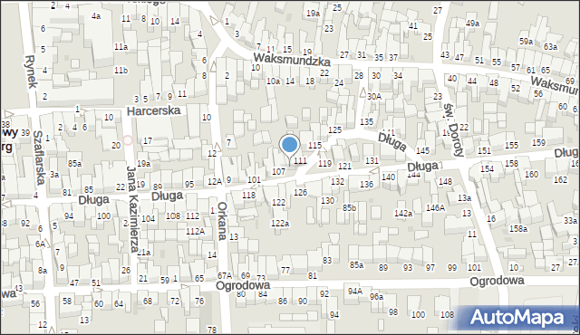 Nowy Targ, Długa, 109, mapa Nowego Targu