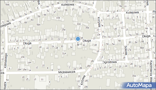 Nowy Targ, Długa, 38, mapa Nowego Targu