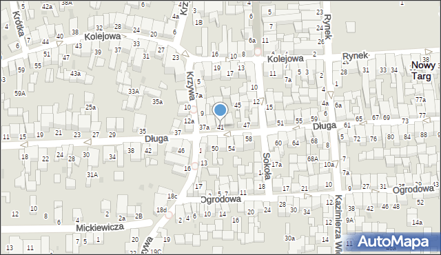 Nowy Targ, Długa, 41, mapa Nowego Targu
