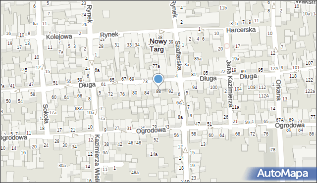 Nowy Targ, Długa, 88, mapa Nowego Targu