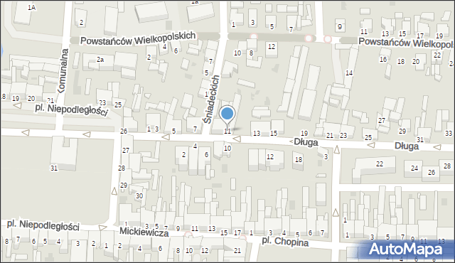 Nowy Tomyśl, Długa, 11, mapa Nowy Tomyśl