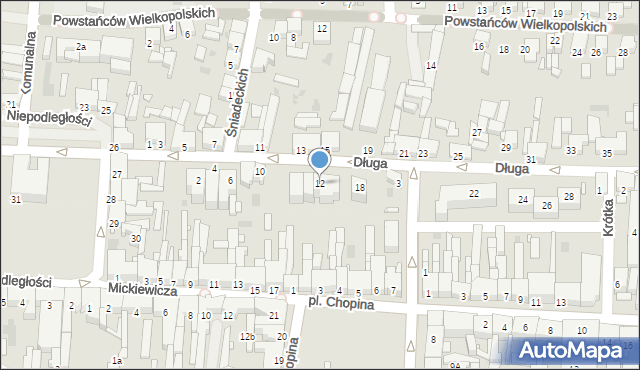 Nowy Tomyśl, Długa, 12, mapa Nowy Tomyśl
