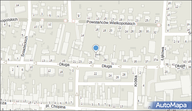 Nowy Tomyśl, Długa, 27, mapa Nowy Tomyśl