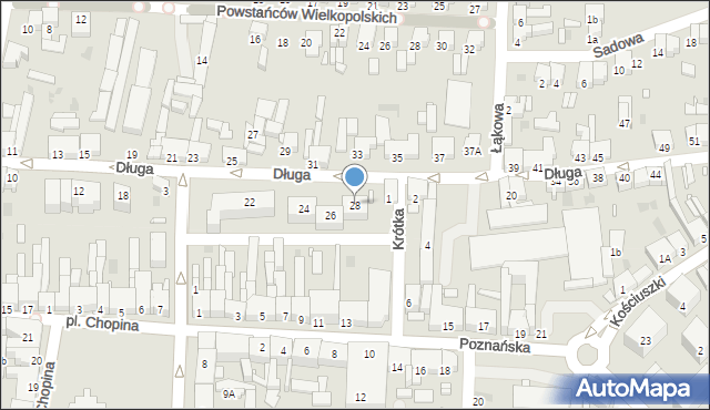 Nowy Tomyśl, Długa, 28, mapa Nowy Tomyśl