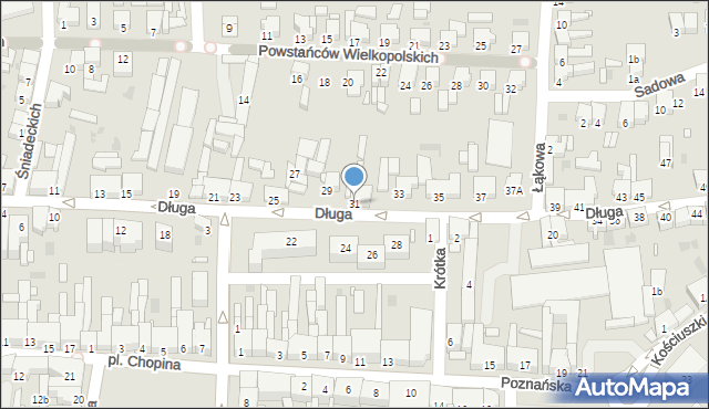 Nowy Tomyśl, Długa, 31, mapa Nowy Tomyśl