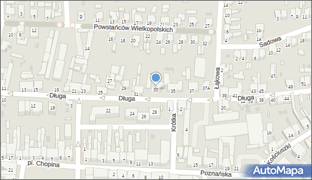 Nowy Tomyśl, Długa, 33, mapa Nowy Tomyśl