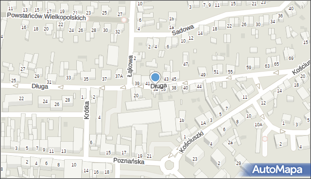 Nowy Tomyśl, Długa, 34, mapa Nowy Tomyśl