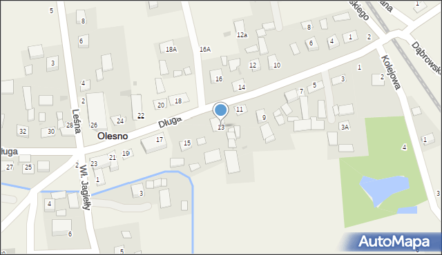 Olesno, Długa, 13, mapa Olesno