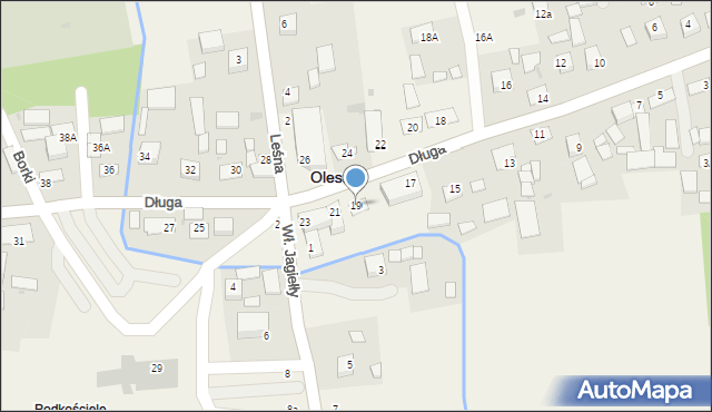 Olesno, Długa, 19, mapa Olesno