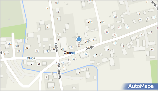 Olesno, Długa, 22, mapa Olesno