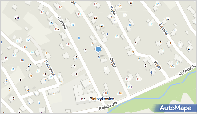 Pietrzykowice, Długa, 5, mapa Pietrzykowice