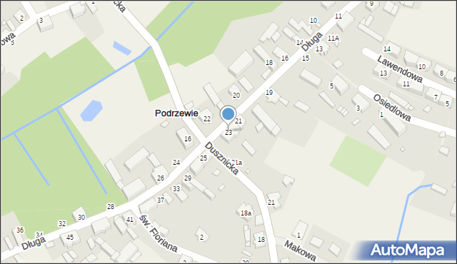 Podrzewie, Długa, 23, mapa Podrzewie
