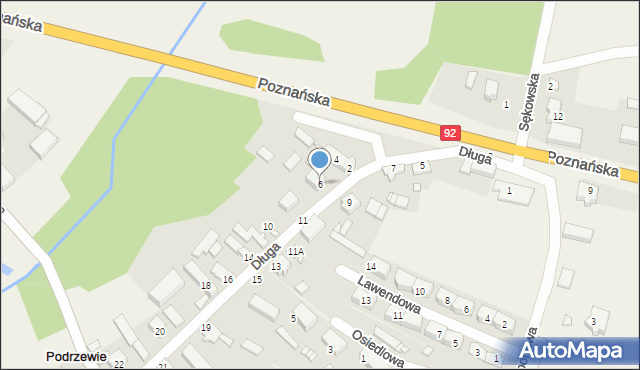 Podrzewie, Długa, 6, mapa Podrzewie