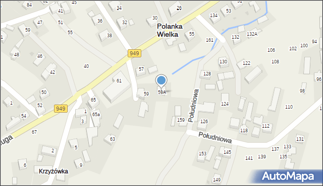 Polanka Wielka, Długa, 59A, mapa Polanka Wielka