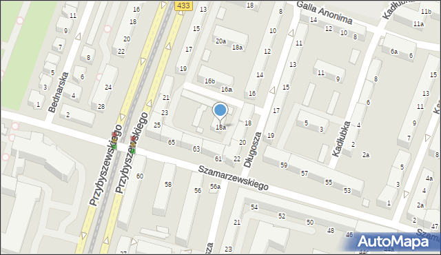 Poznań, Długosza Jana, 18a, mapa Poznania