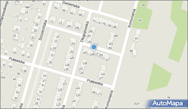 Radom, Długojowska, 148, mapa Radomia