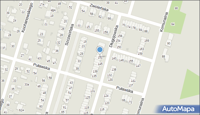 Radom, Długojowska, 151, mapa Radomia